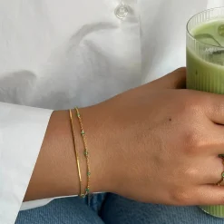 Armband Santa Monica Grön Guld