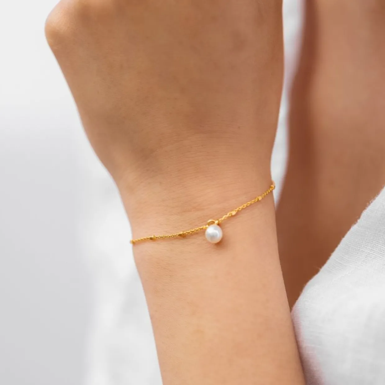 Armband Treasure Single Pearl Guld