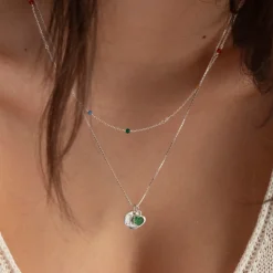 Berlock beloved heart Silver Grön