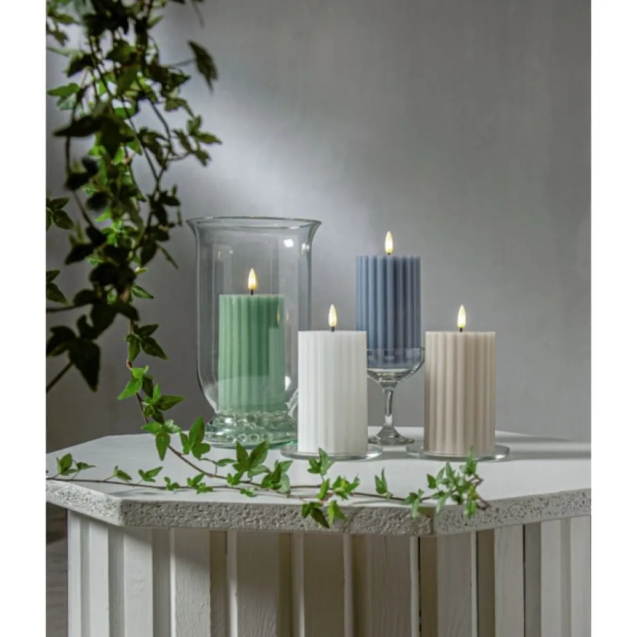 Blockljus 7,5x15cm LED Vit