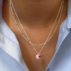 Halsband Santa Monica 42cm Grön Silver