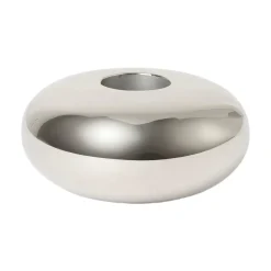 Ljusstake Mano rund låg Silver