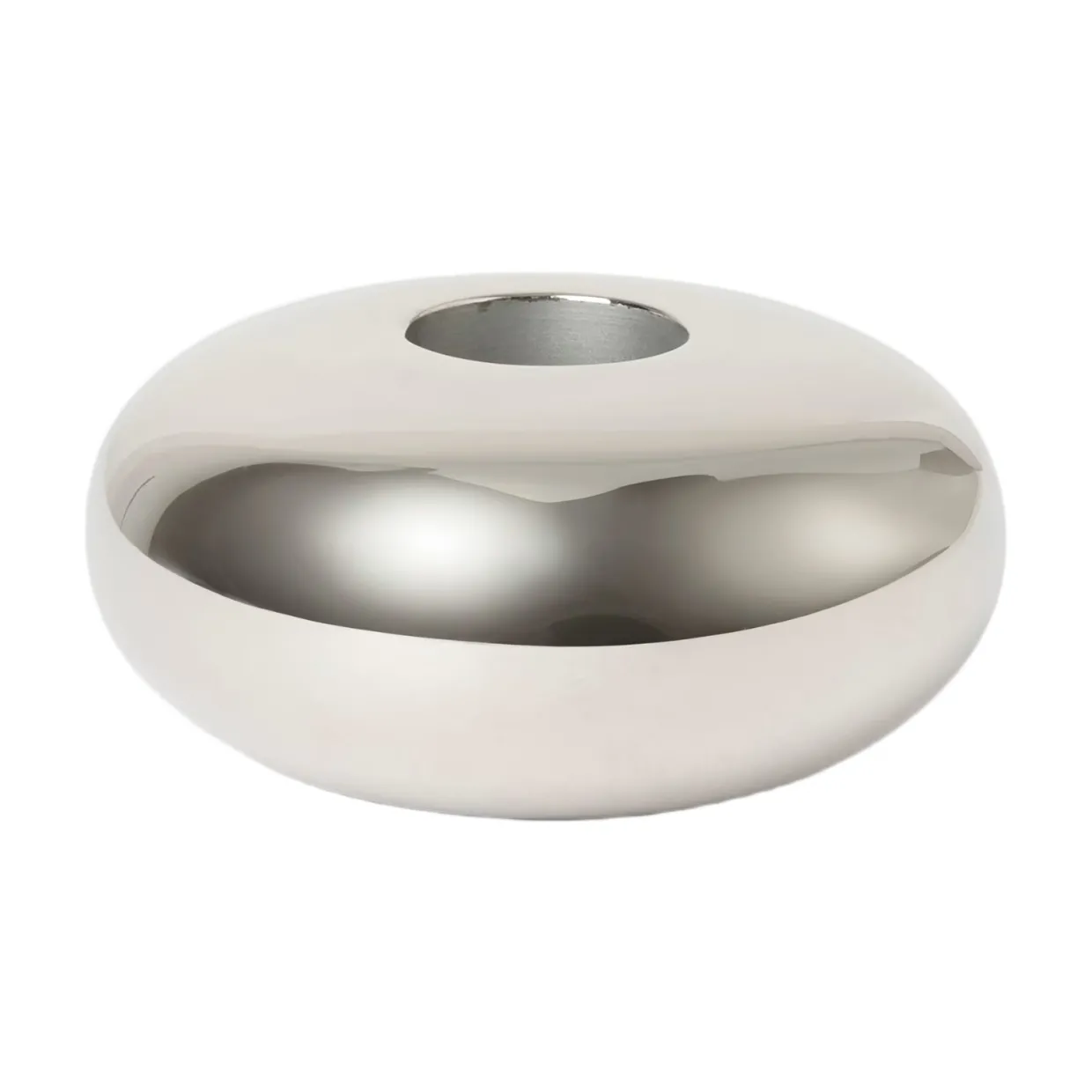 Ljusstake Mano rund låg Silver