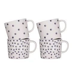 Mugg Dots & Dots 4-p  vit/blå