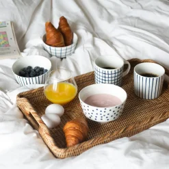 Mugg Dots & Dots 4-p  vit/blå