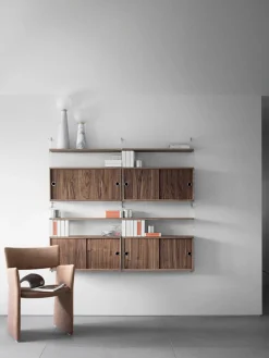 Skåp m skjutdörrar 78x20x37 valnöt