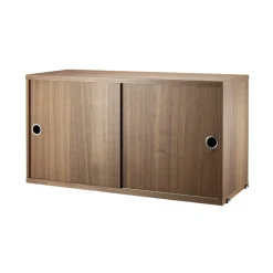 Skåp m skjutdörrar 78x30x42 valnöt