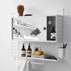 Skåp m spegeldörrar 78x20x37 vit