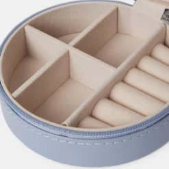 Smyckesskrin Jackie rund ljusblå