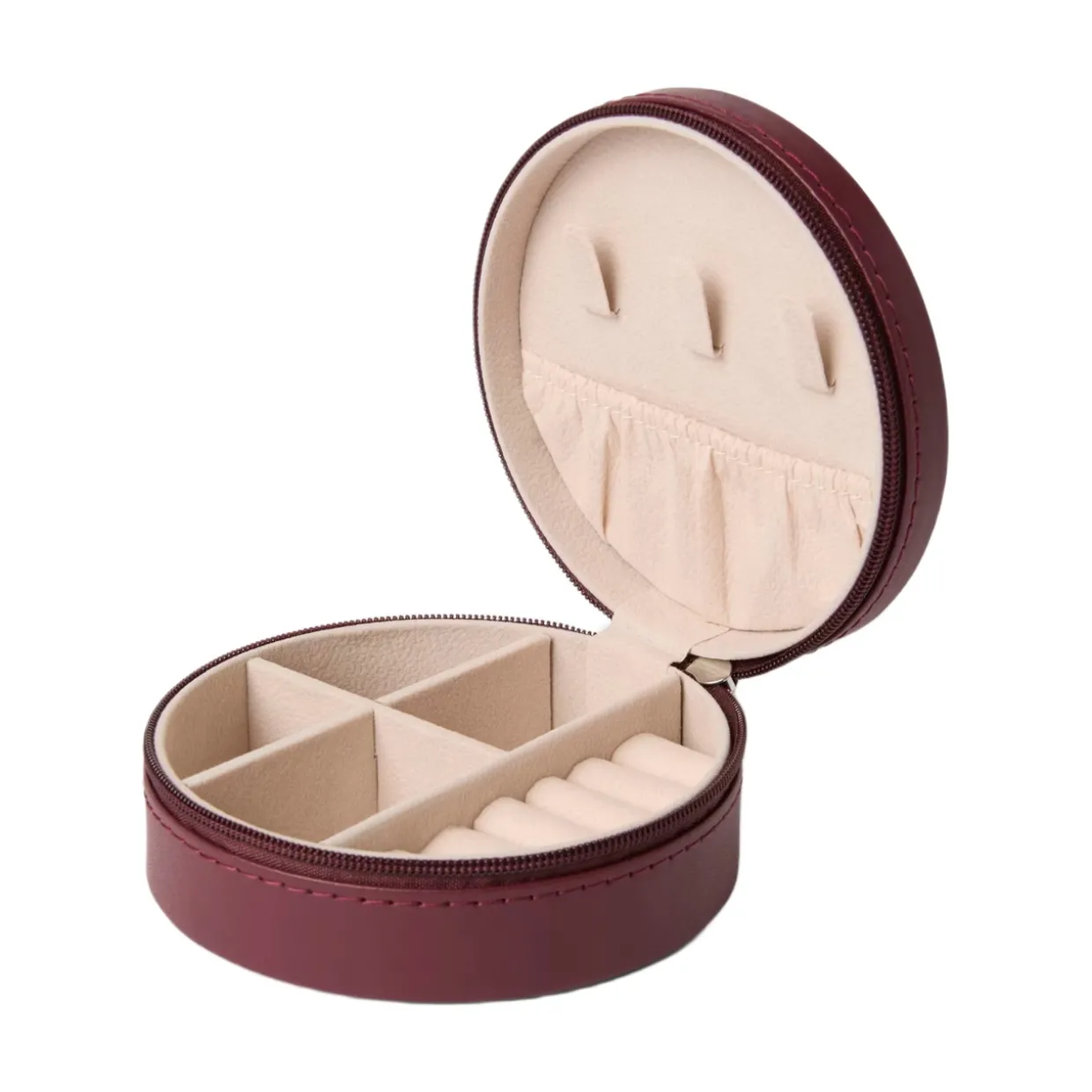 Smyckesskrin Jackie rund burgundy
