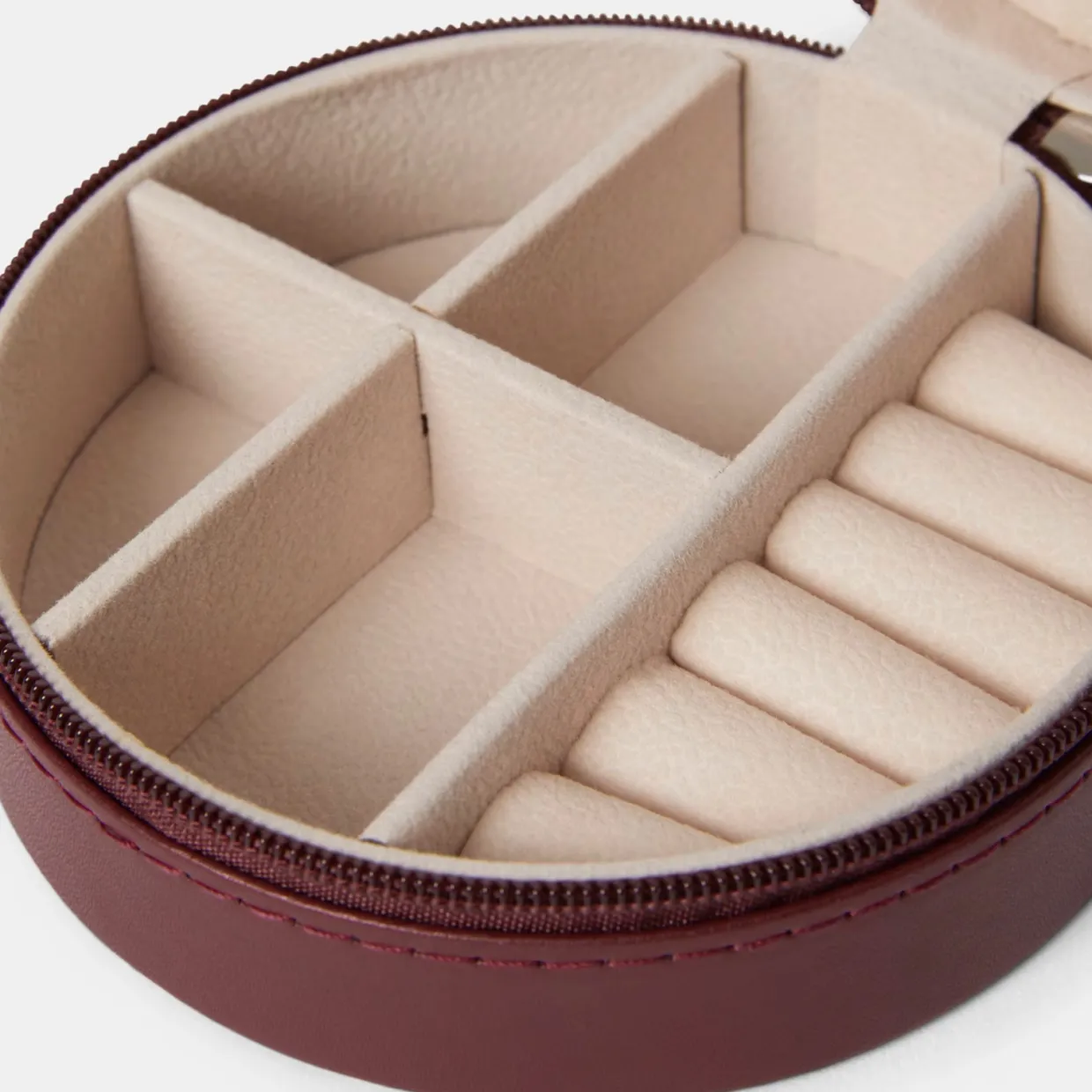 Smyckesskrin Jackie rund burgundy