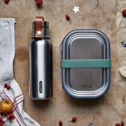 Termosflaska rostritt/läder 500 ml