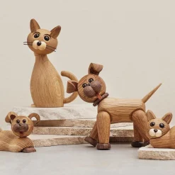 Träfigur Happy Dog 13,5 cm Ek